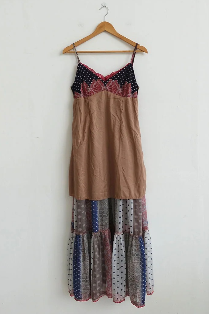 ETHNIC PATCHWORK LACE MAXI DRESS