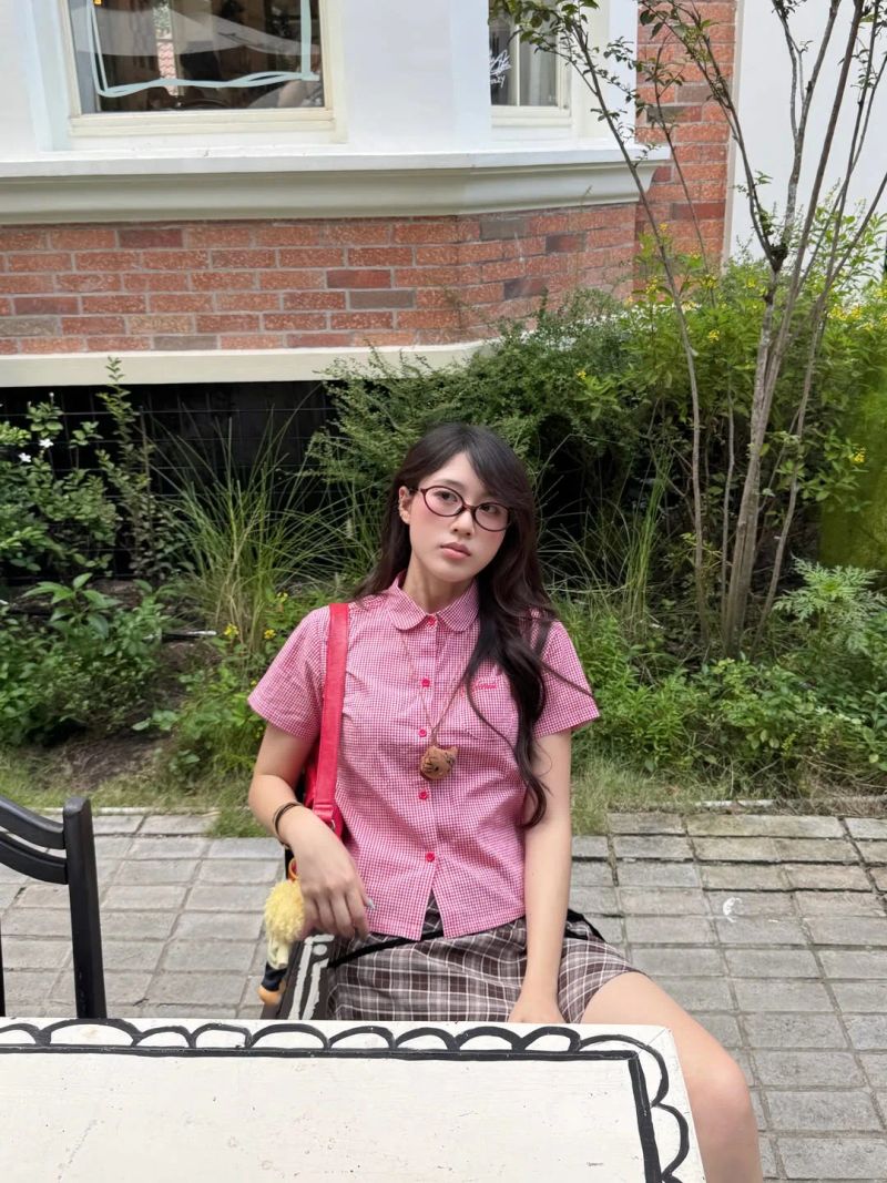 Cherry Gingham Top