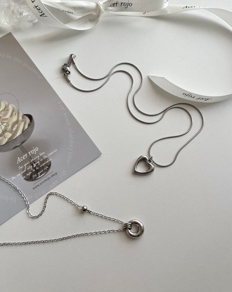Hui Space Heart Stainless Steel Snake Strap Coin Layered Necklace