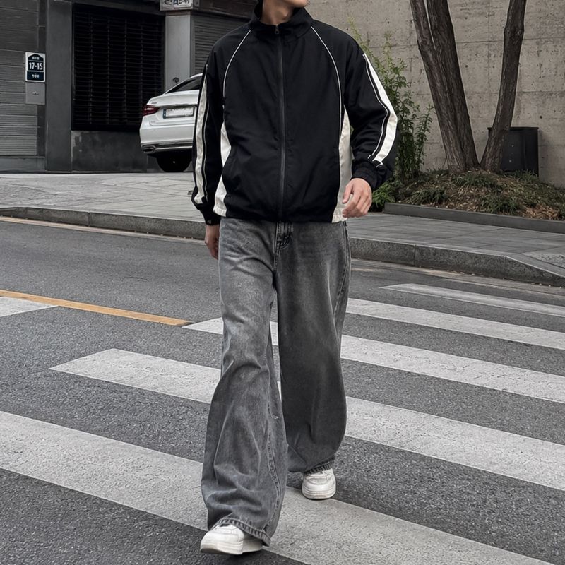 DP 54259 Piping Color-Blocked Windbreaker