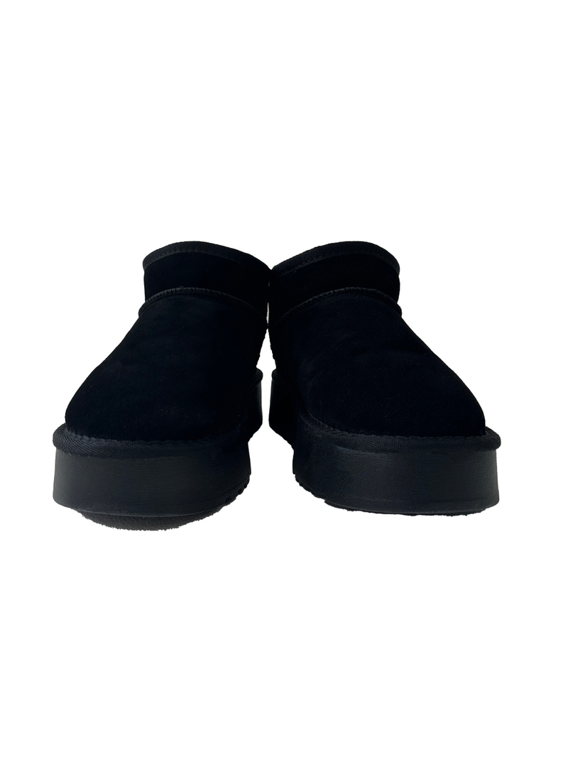 (COW LEATHER🤎🐑🐄) DALMATIAN UGG 4CM PLATFORM FUR BOOTS SHORT UGG