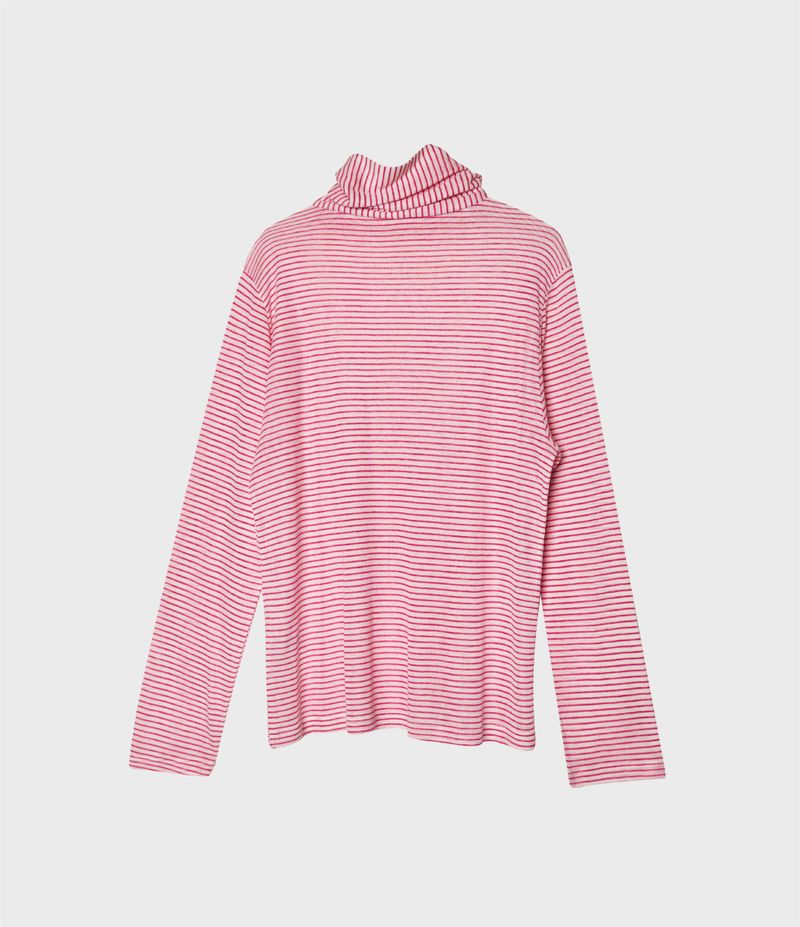 ALARM STRIPE TURTLNECK PINK_WOMAN