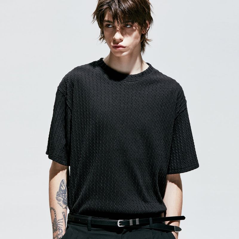 jacquard knit t-shirt black