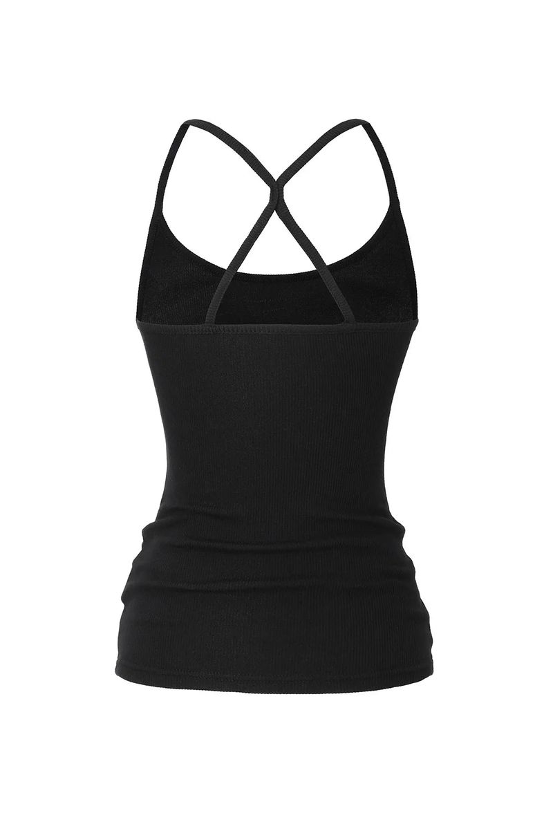 【即日発送】Jewel cross back tank top - black
