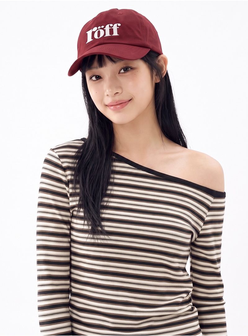 STRIPE OFF-SHOULDER TOP [BROWN]