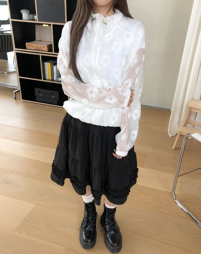 Eti Frill Tiered Midi Skirt
