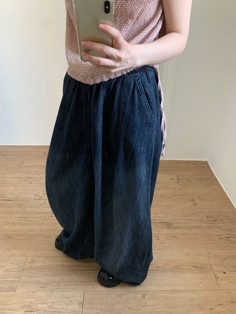 Hooded Balloon Denim Pants (2color)