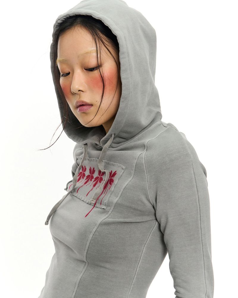Patch Slim Hoodie _ Light Grey