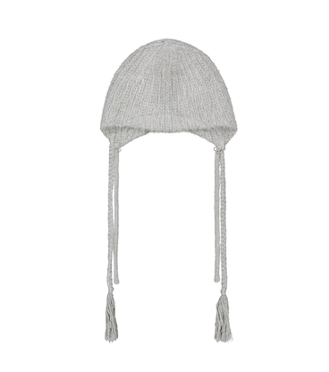 Double Strap Angora Beanie / Grey