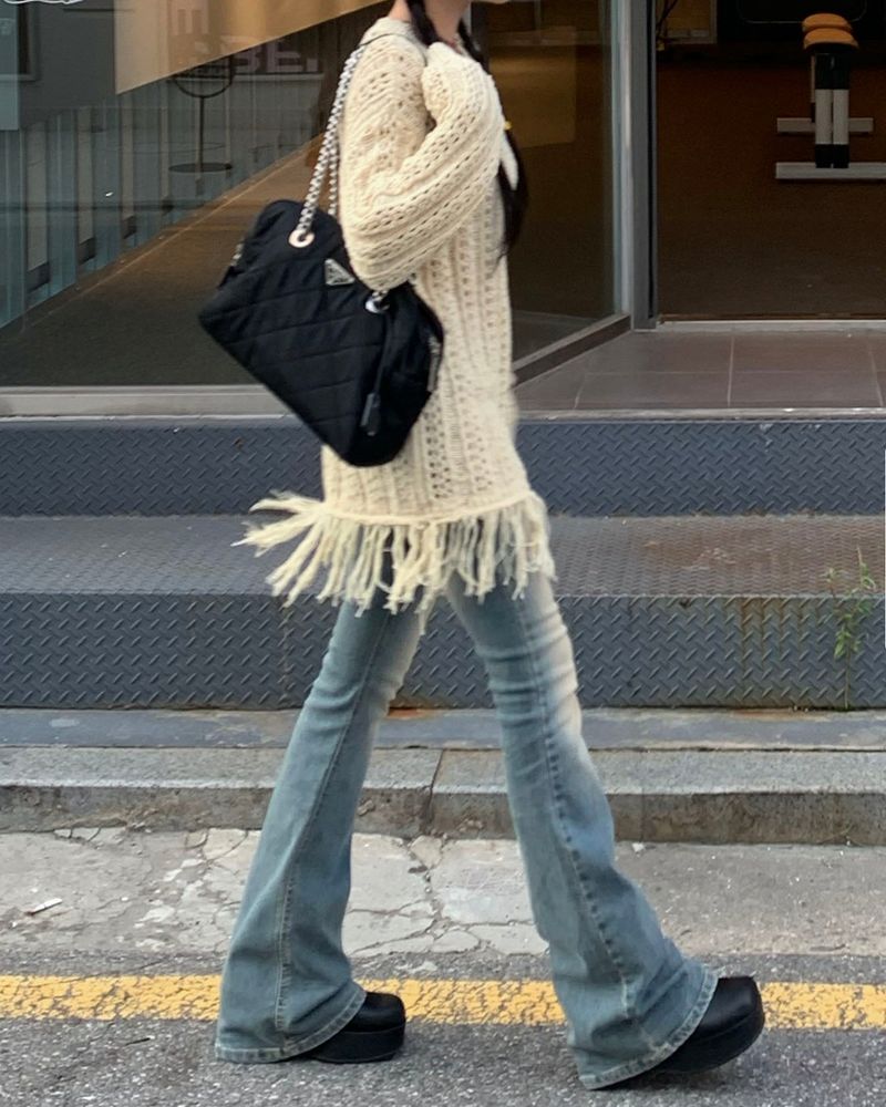 Spot low denim boots cut pants
