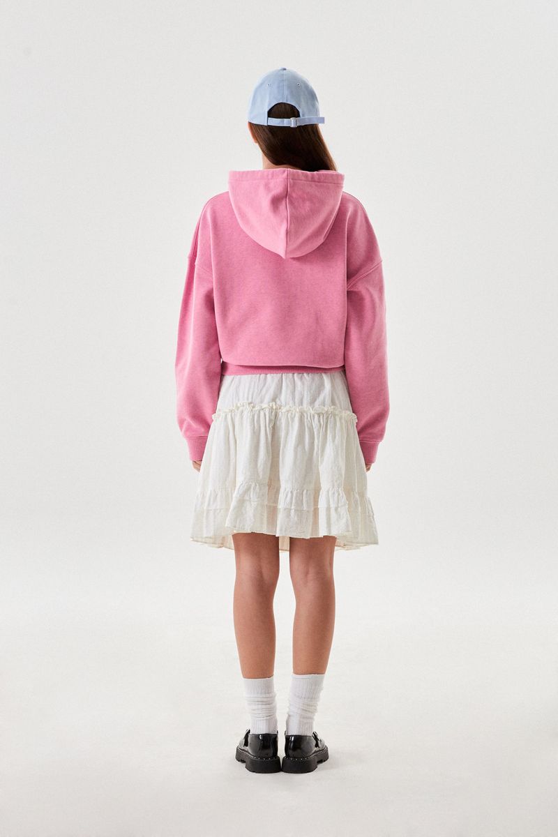 CHERRY ARCH LOGO CROP HOODIE [PINK]