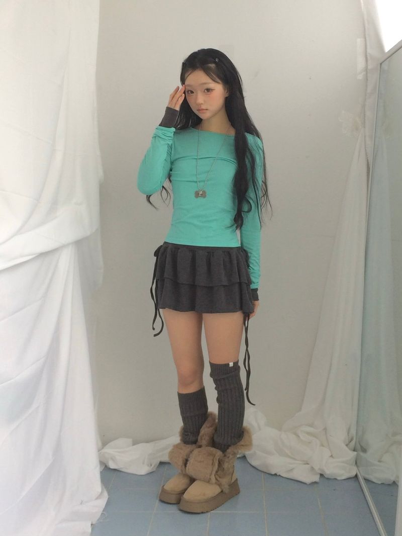 side strap frill dress