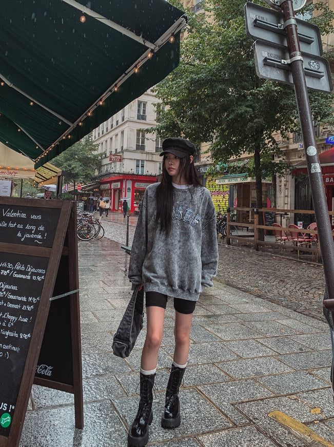 Snow denim patch sweatshirt