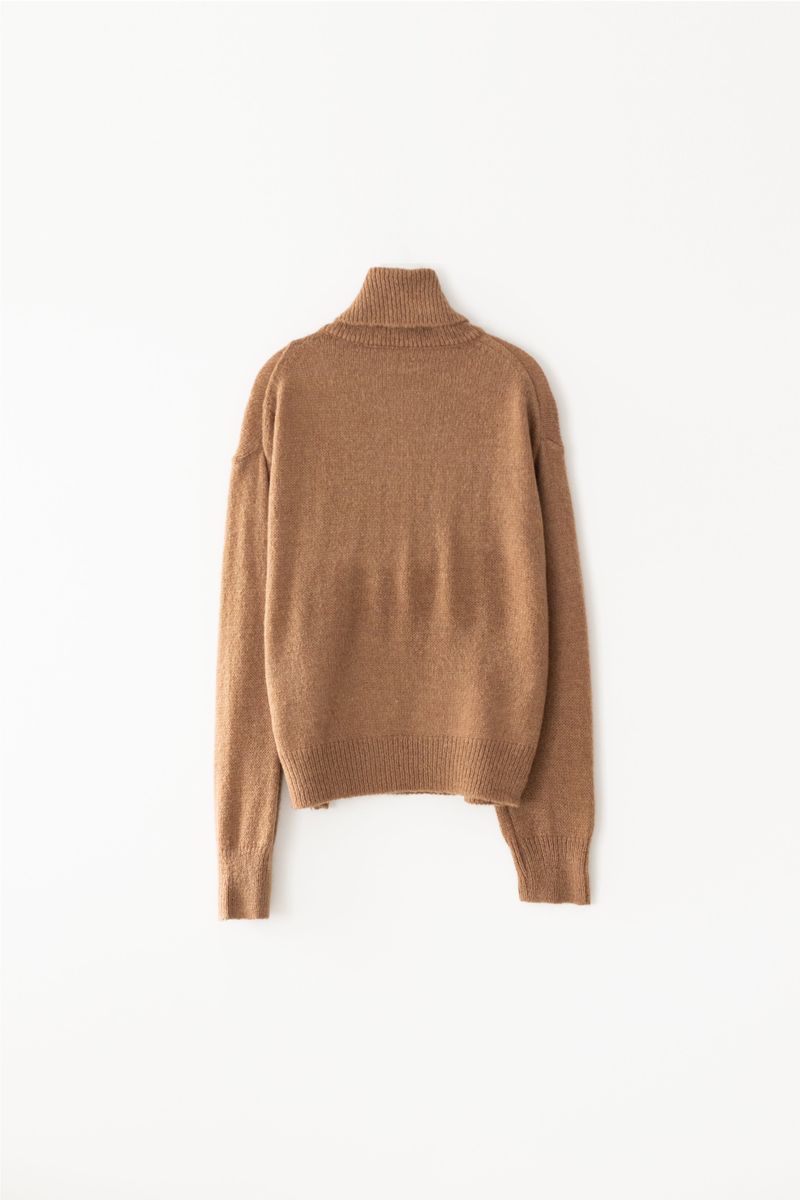 Kid mohair turtle neck knit (Camel)