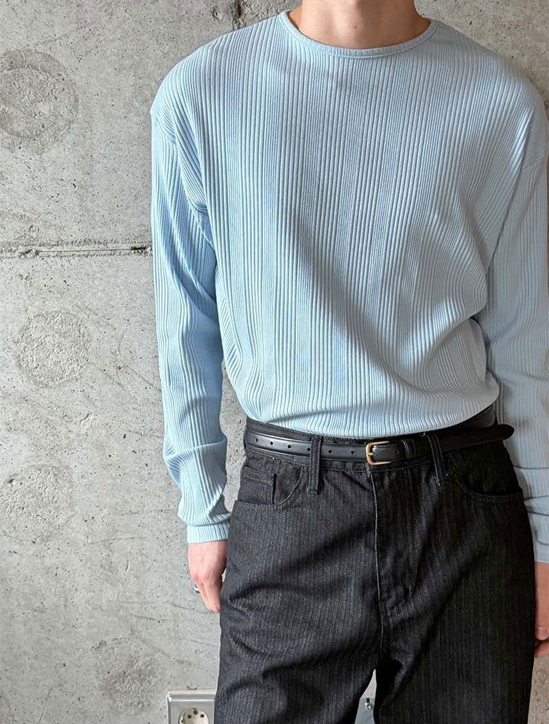 Irrregular rib slim long sleeves(5color)