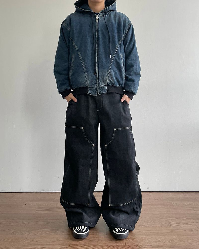 Road napping denim pants
