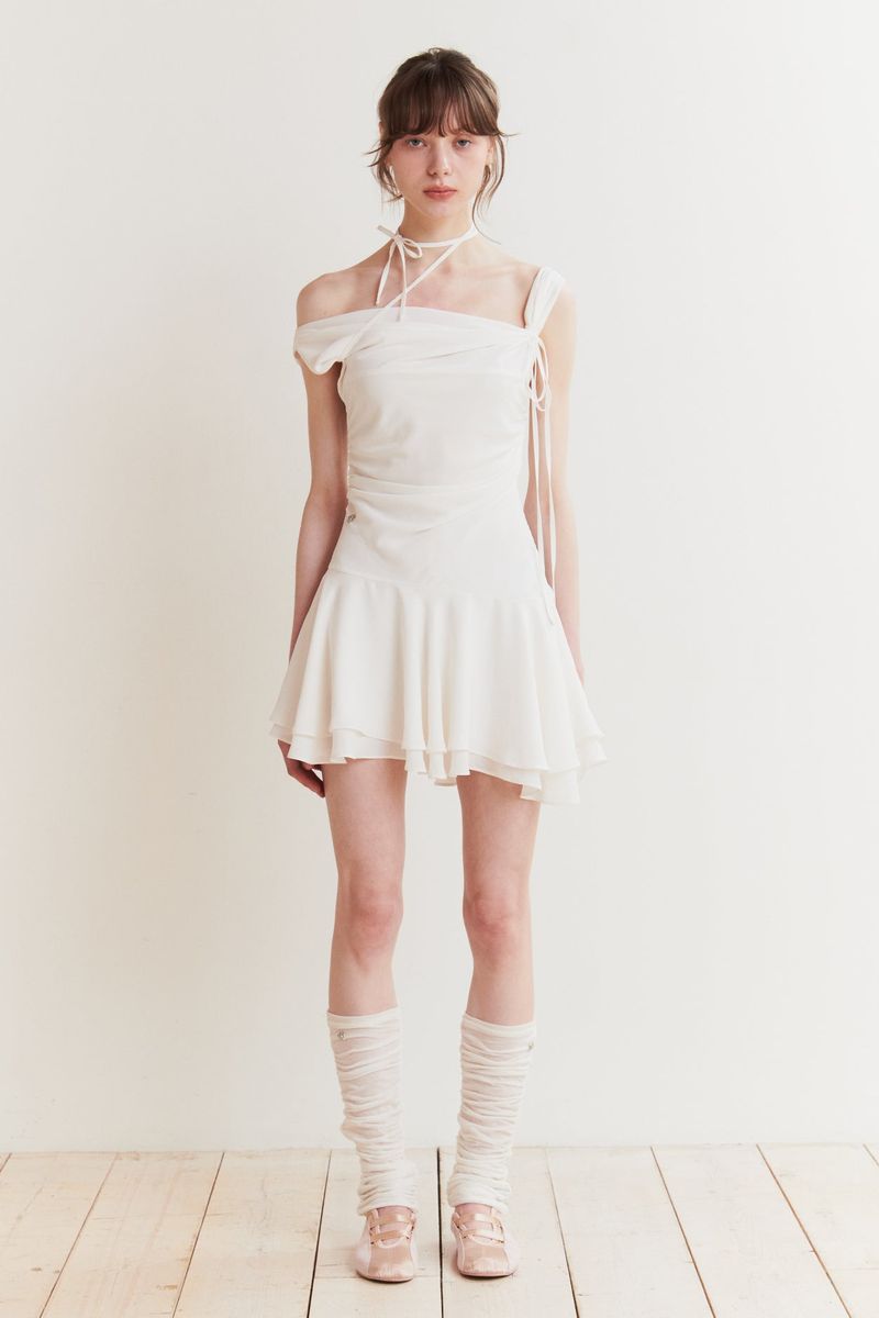 LILY FRILL DRESS ivory