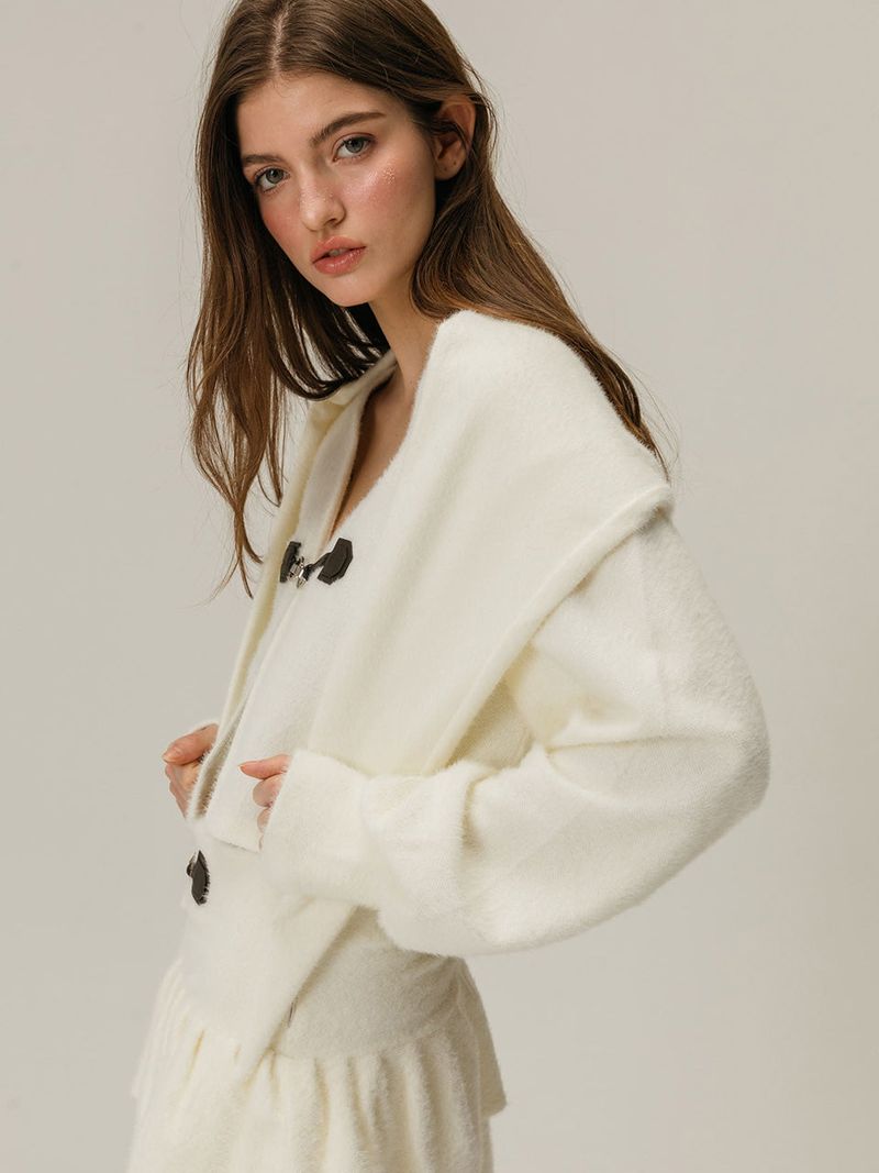BUCKLE SNOWFLAKE CARDIGAN SET / IVORY