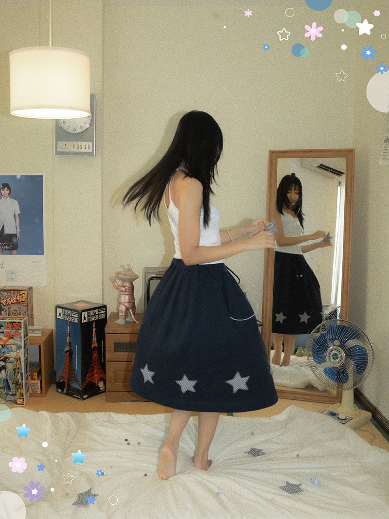 Starry Skirt | Flared Skirt with Star Appliqués