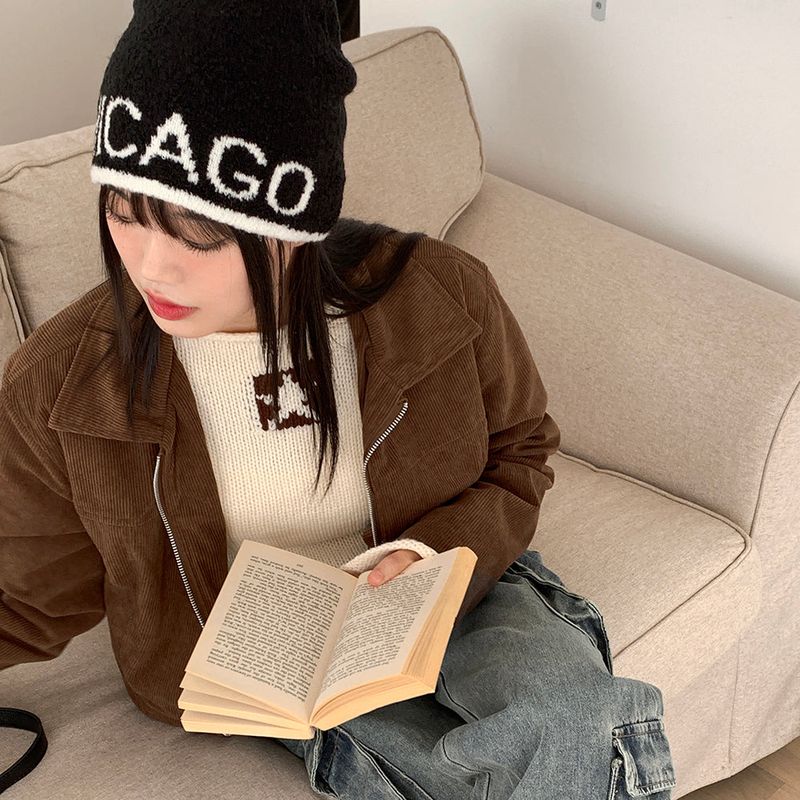 Zeta Lettering Colored Knit Beanie Hat
