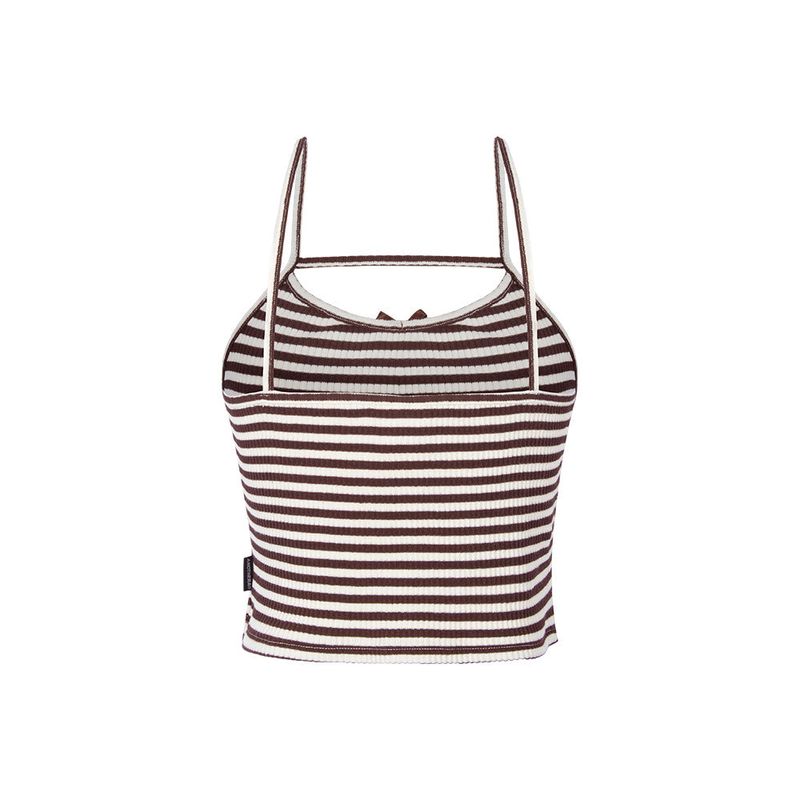 STRIPE RIBBON SLEEVELESS_Brown
