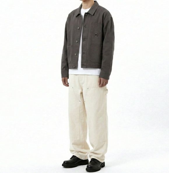 Crop French Work Jacket Dark Gray