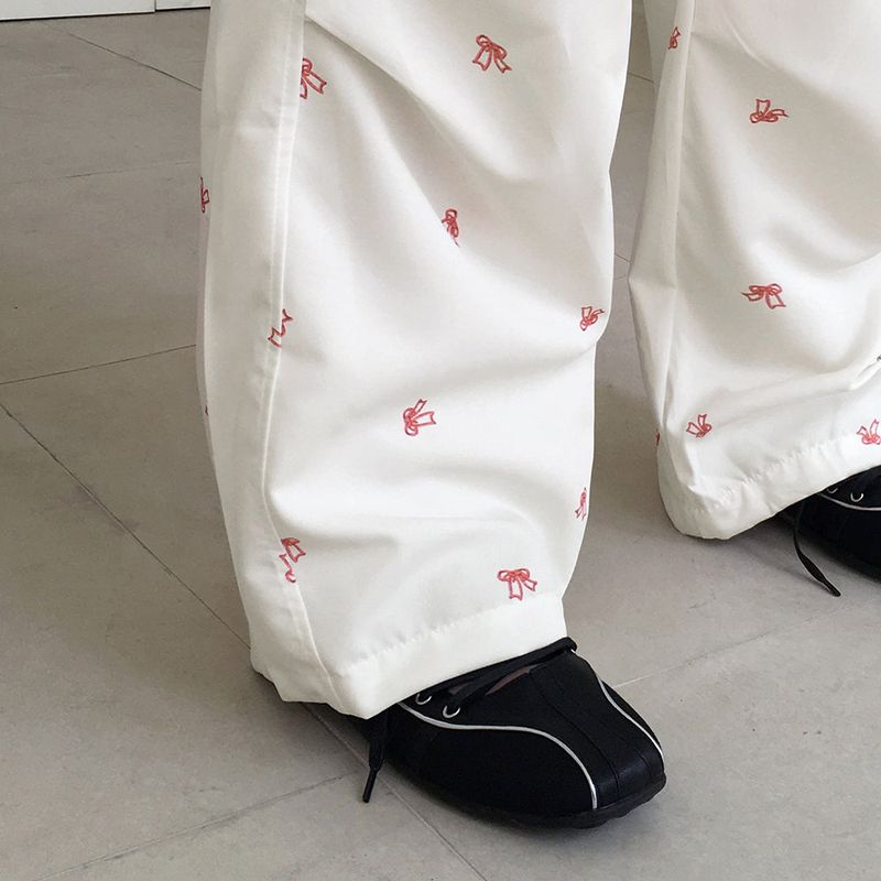 メリンバレエコア リボン刺繍ワイド2WAYパンツ