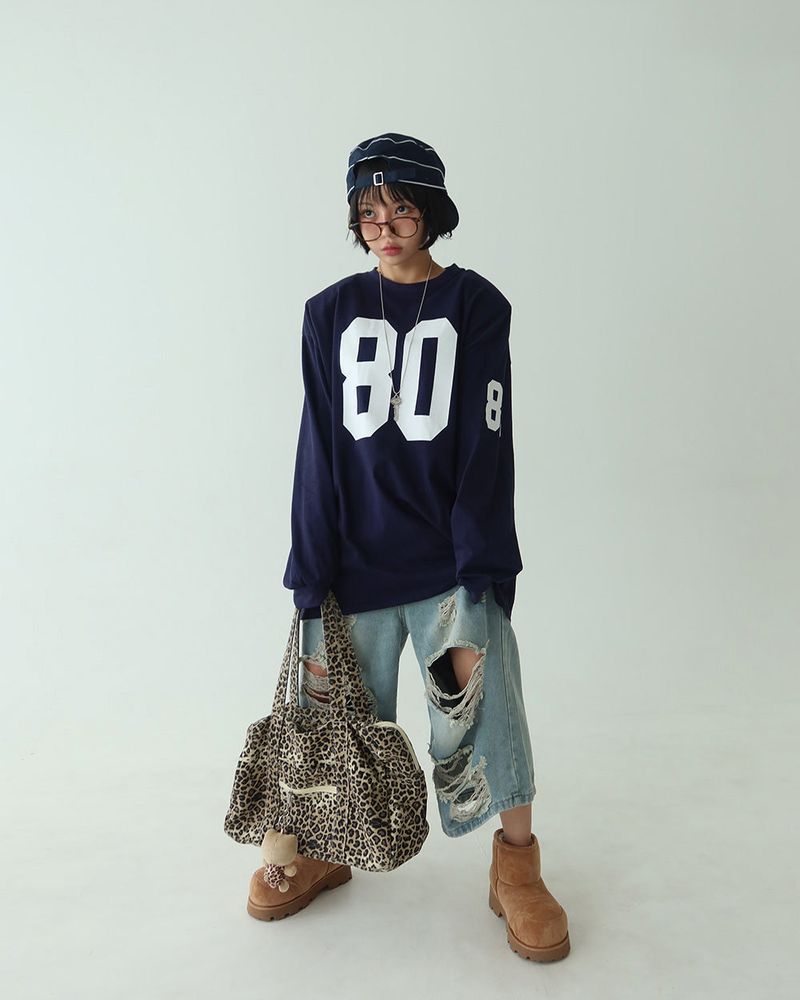 80 Number Oversized Fit Sweatshirt