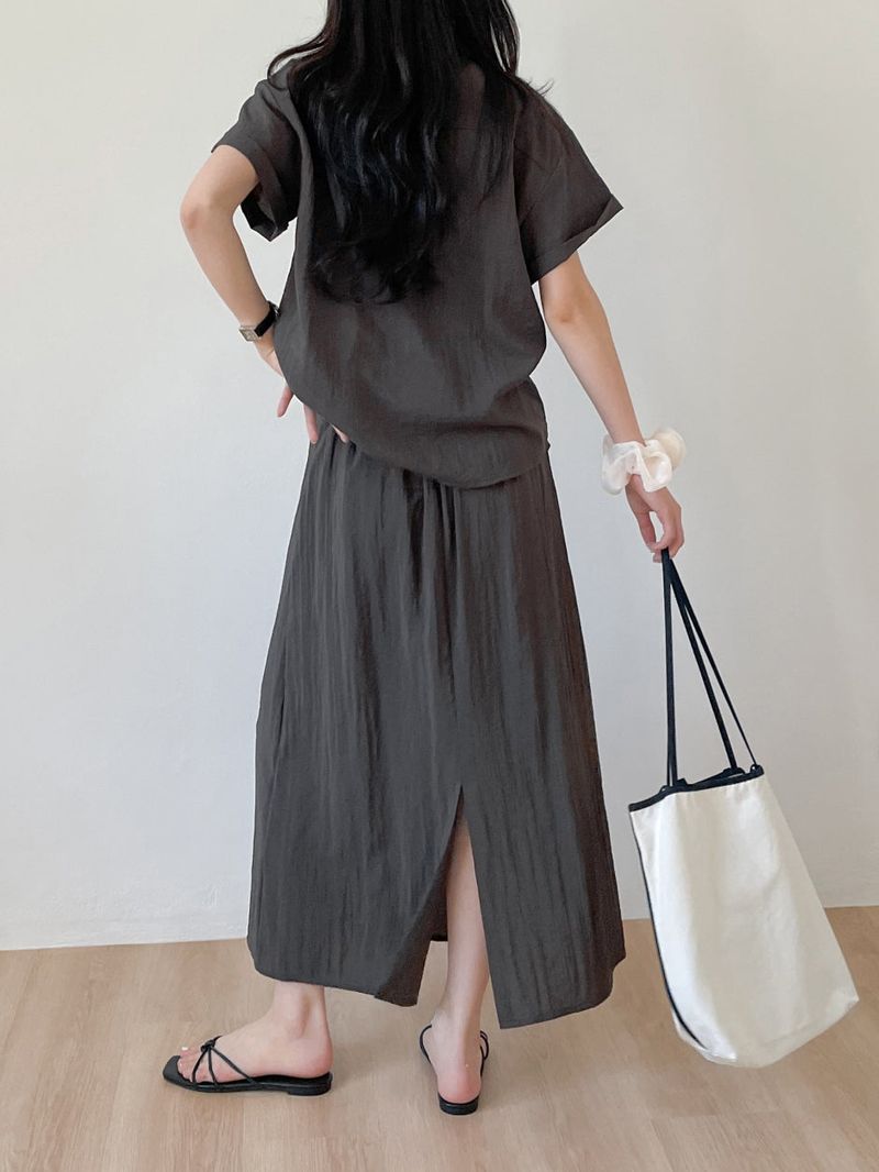Even Nylon High-Waisted Long Skirt