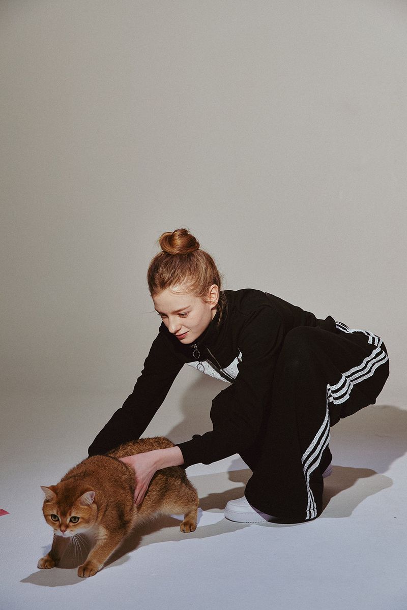 Lace Tape Track Pants Black