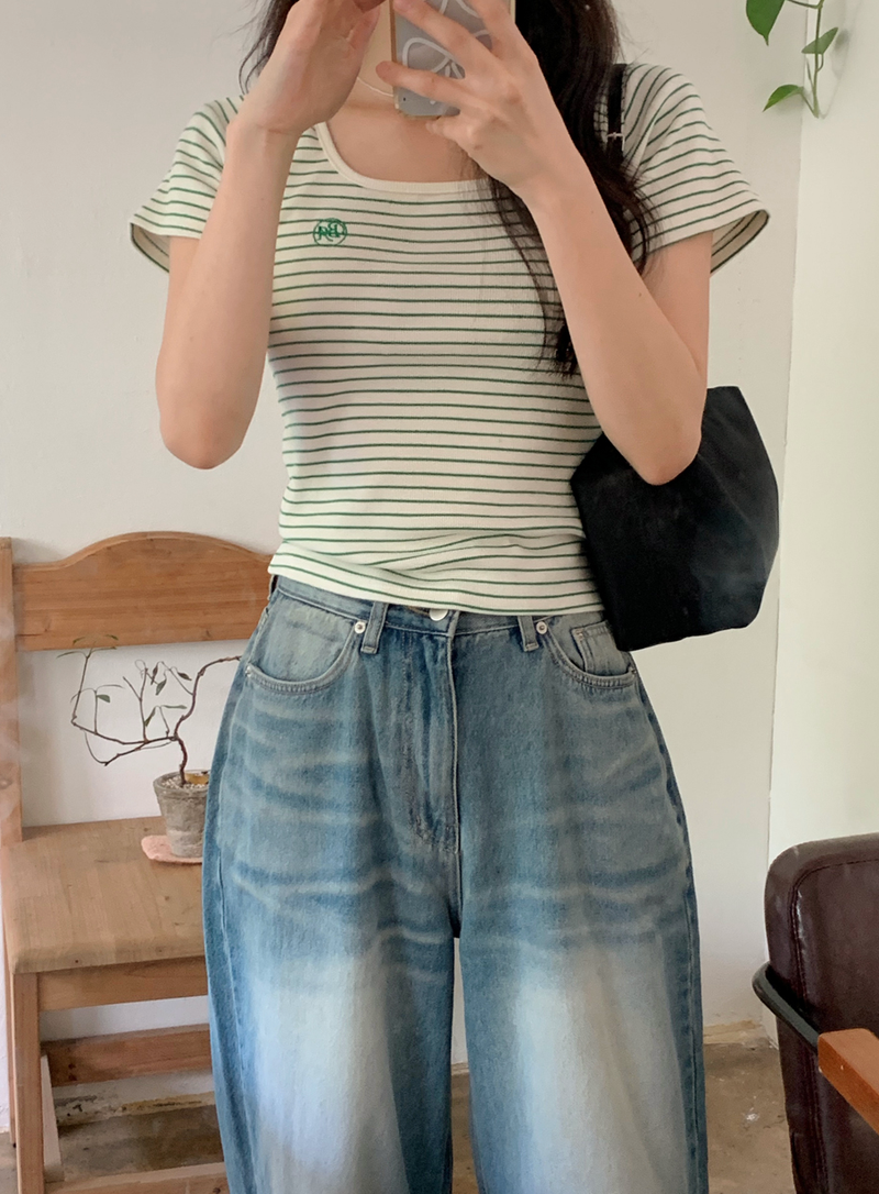 SHOPPERLAND(ショッパーランド)の「Border Square Slim Short Sleeve T-Shirt (3color)(Tops)」