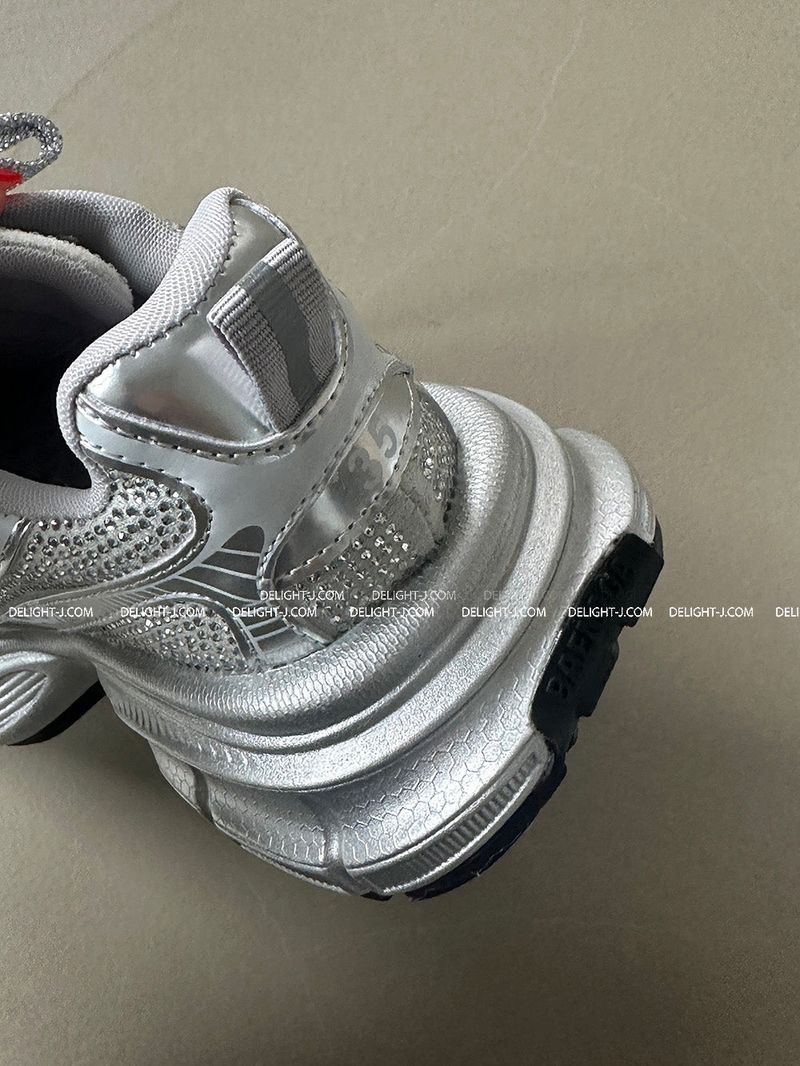 Cubic Silver Cowhide Hoop Sneakers