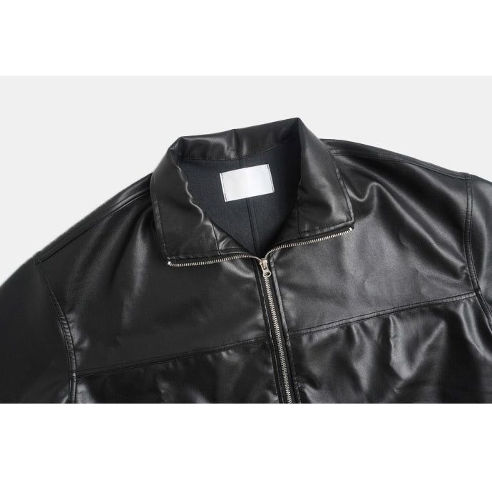 2Way Zip-up Balloon String Leather Jacket