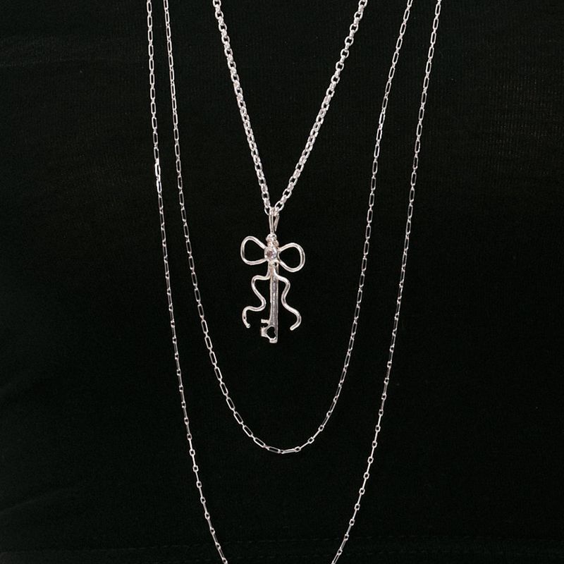 Key Ribbon Necklace(Long)