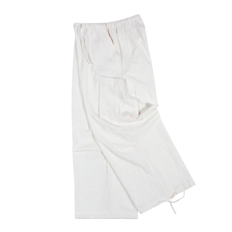 LINEN WIDE CARGO PANTS  Ivory