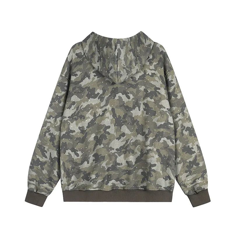 Camo Lettering Hood Zip-Up