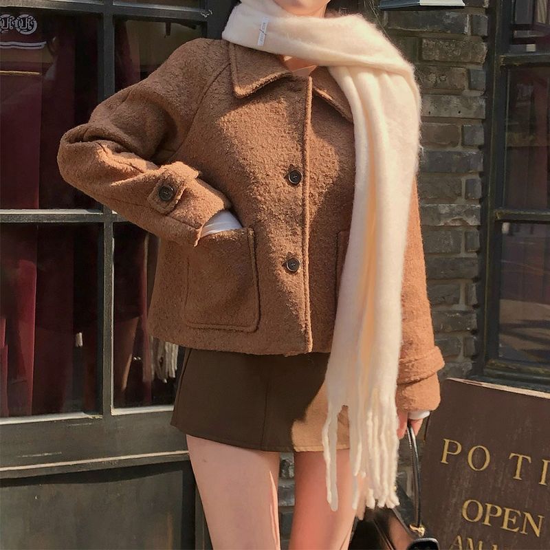 [BELLIDE MADE] fluffy wool collar short coat