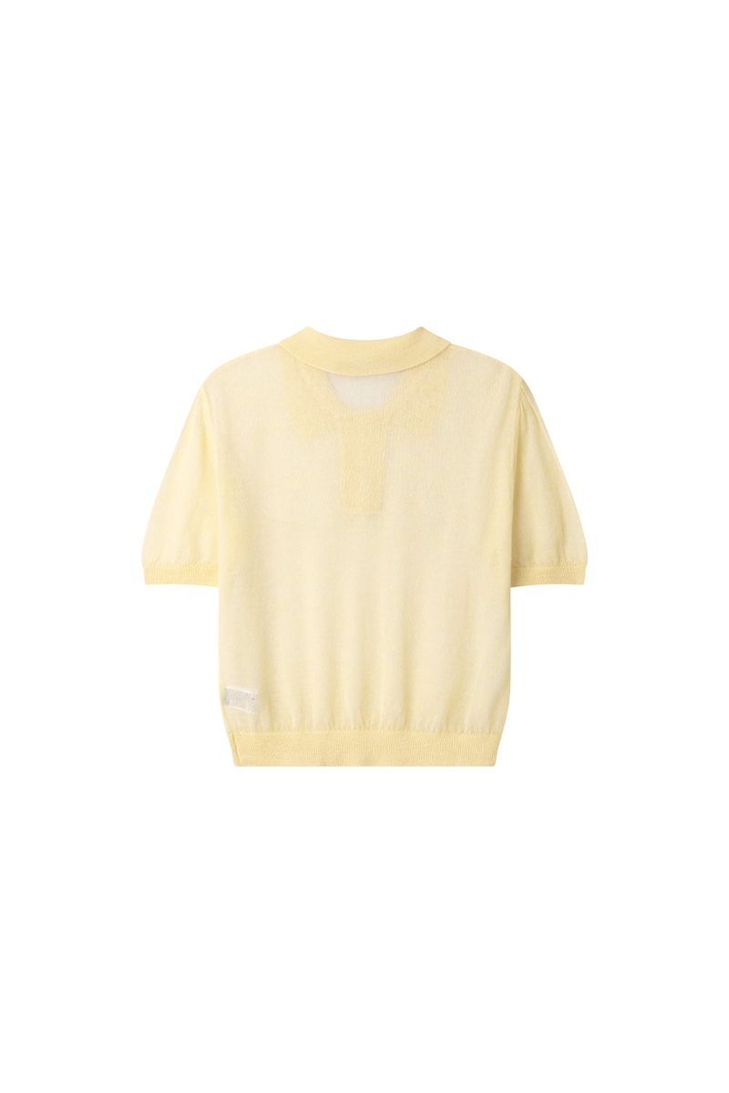 SEE-THROUGH COLLAR HALF KNIT (LEMON)