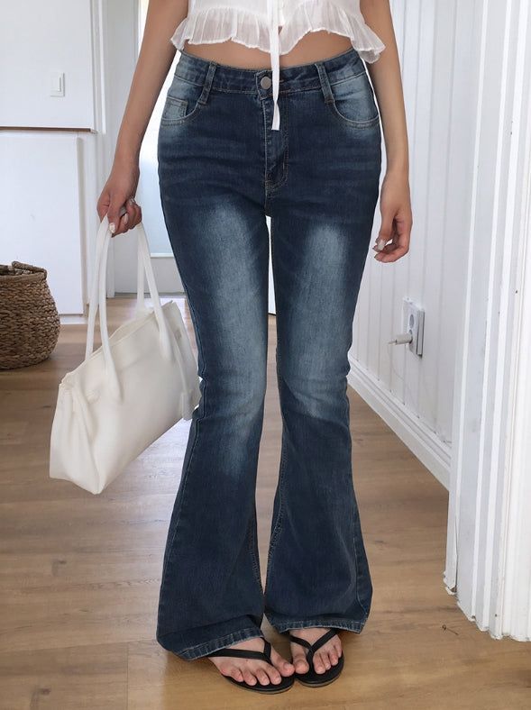 Bev Flip Pocket Bootcut Washing Denim Pants