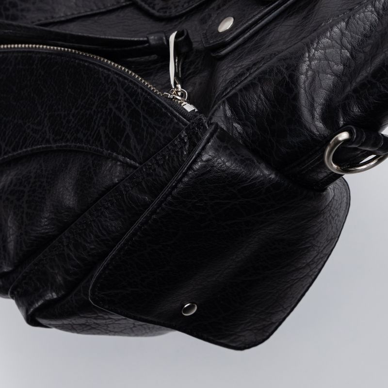 Studded Leather Shoulder Bag (Black)