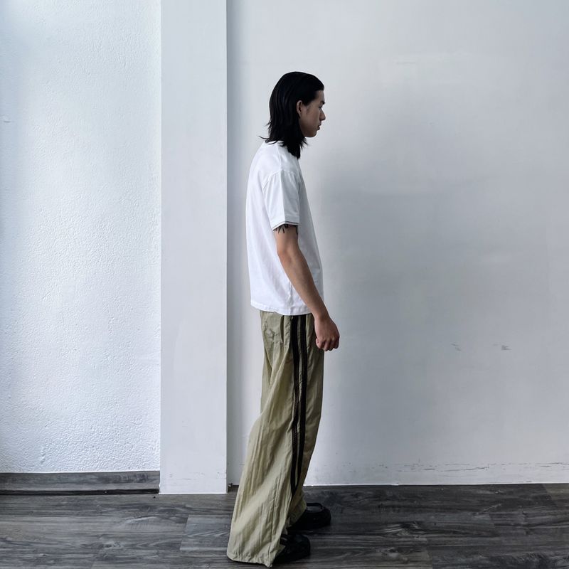 Crumpled Texture Line-Detail Pants