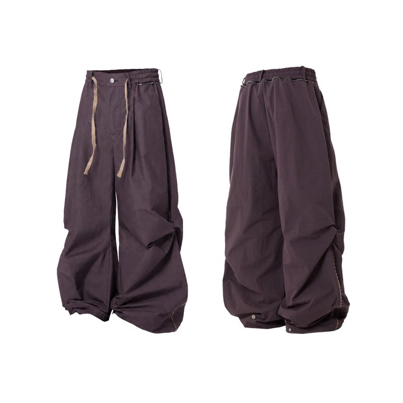 RELABEL(DIGGER Ridge) cotton woven nylon mountain fold hemp rope drawstring leg-binding silhouette paratrooper pants