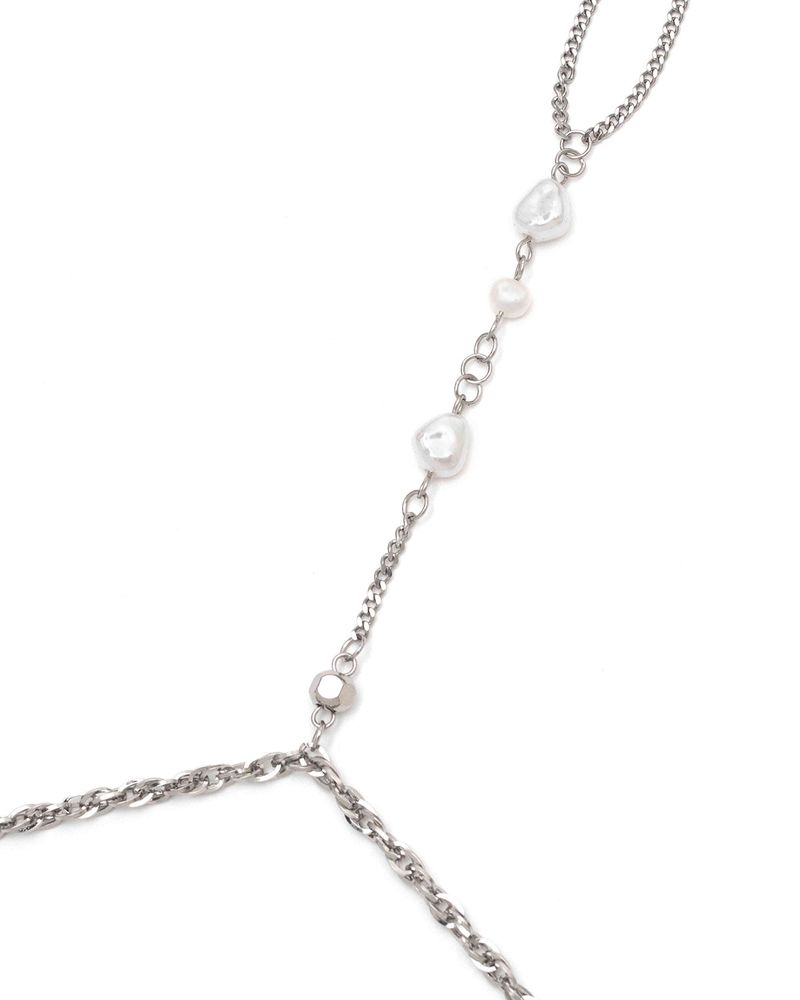  Chain Link Ring Bracelet - Pearl _ WHITE