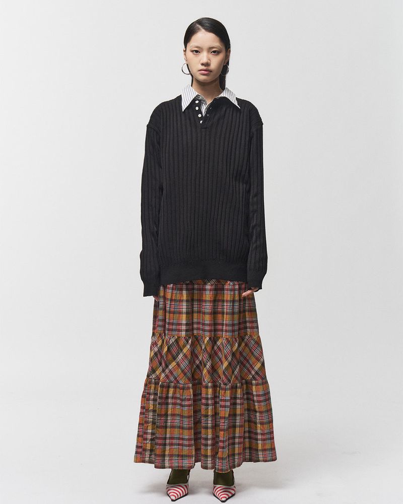 Bluesf merino wool henry neck knitwear - Black
