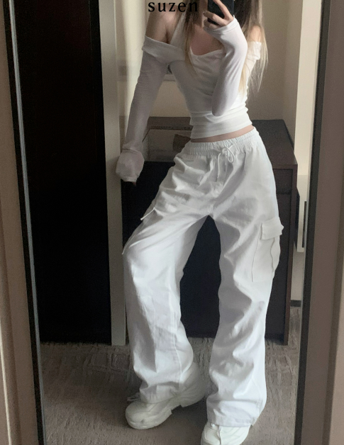 Uncheek Wide White Cargo Pants