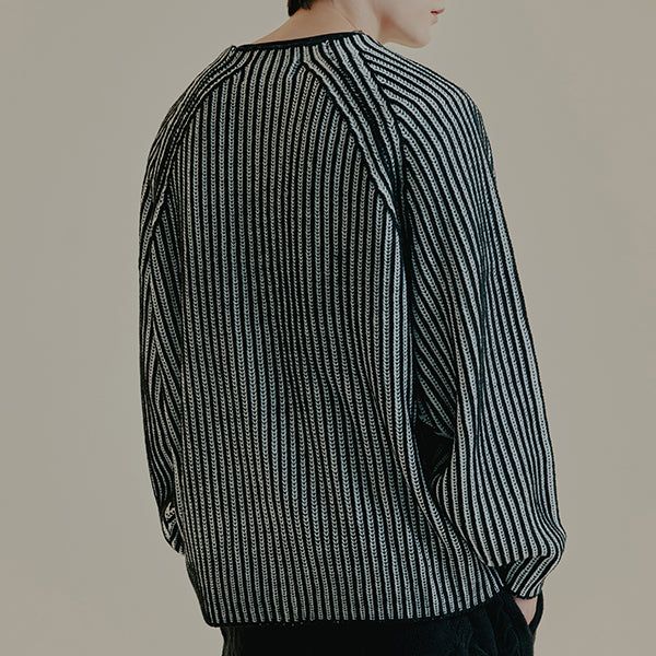 ATHLETIC LOGO TWO TONE HEAVY KNIT