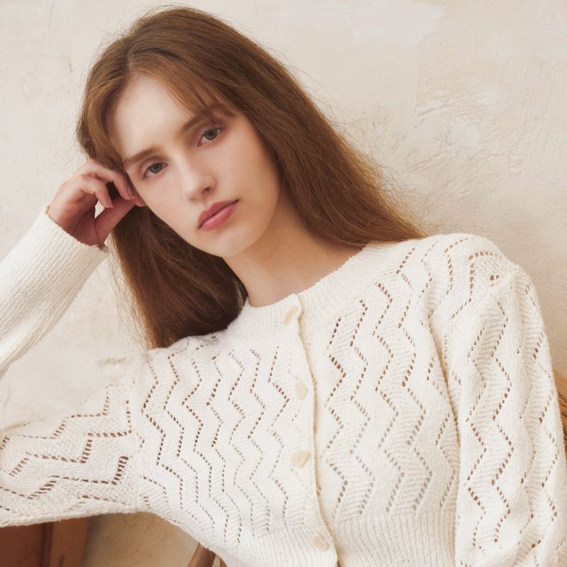 DIAMOND HOURGLASS CARDIGAN - IVORY