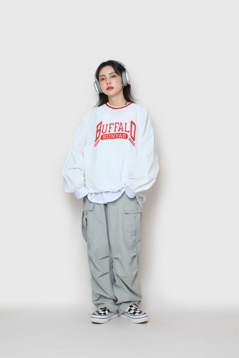 wide nylon cargo pants