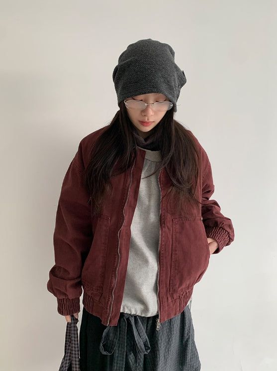 Lano Washing Color Matching Collar Work Jacket