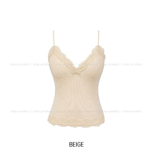 Melin Ribbed Lace Sleeveless Top